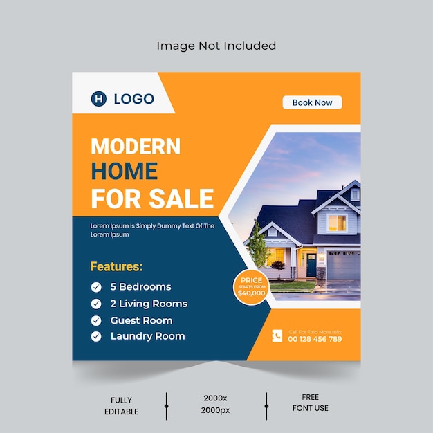 Real Estate post designReal estate house social media post or square banner template