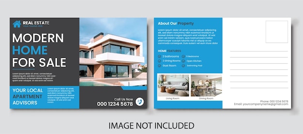 Real Estate Postcard Design Template free Vector