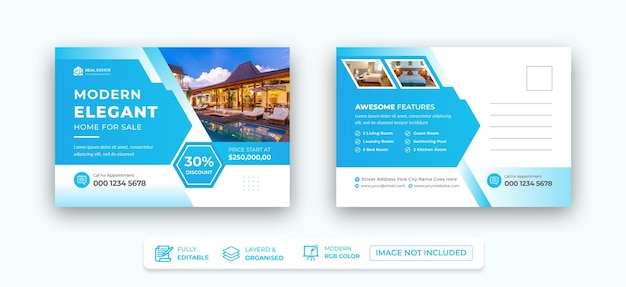 Real Estate Postcard Or Morden Home Sale Postcard Template Design