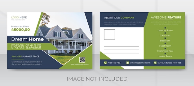 Real Estate Postcard with some text and buildings template design