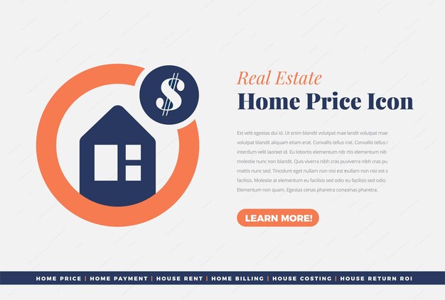 Vector real estate pricing icon or home property and housing building icon design