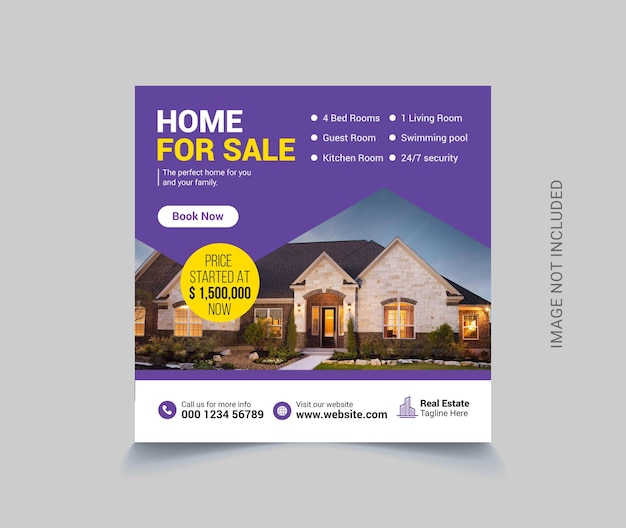 Real estate property business social media post template premium vector