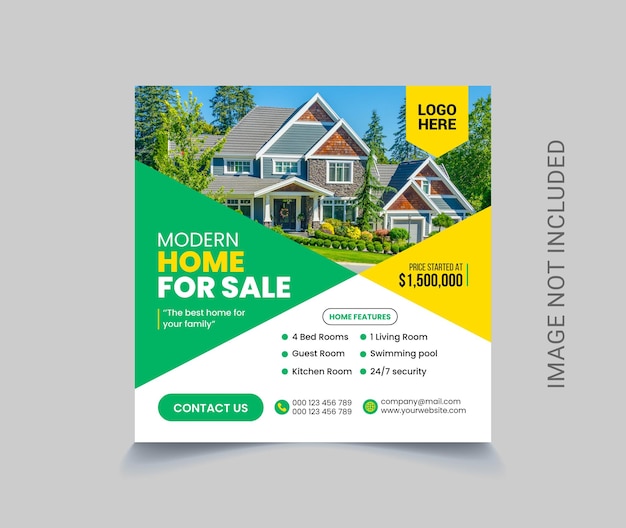 Real estate property business social media post template premium vector