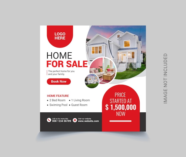 Real estate property business social media post template premium vector