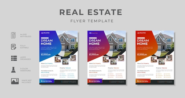 Vector real estate property home for sale flyer design a4 size vector  template editable files