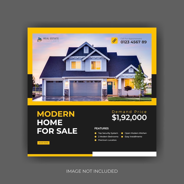 Real estate property house Instagram post or social media banner template premium vector