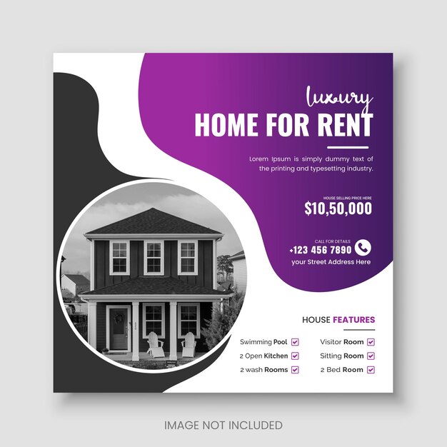 Vector real estate property sale instagram post or social media web banner design template