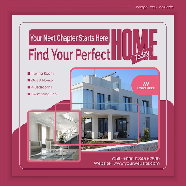 Real estate property sale instagram post or square size social media banner design