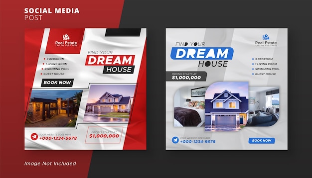 Real estate property sale promotion social media square flyer web banner design