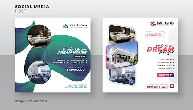 Real estate property sale promotion social media square flyer web banner design