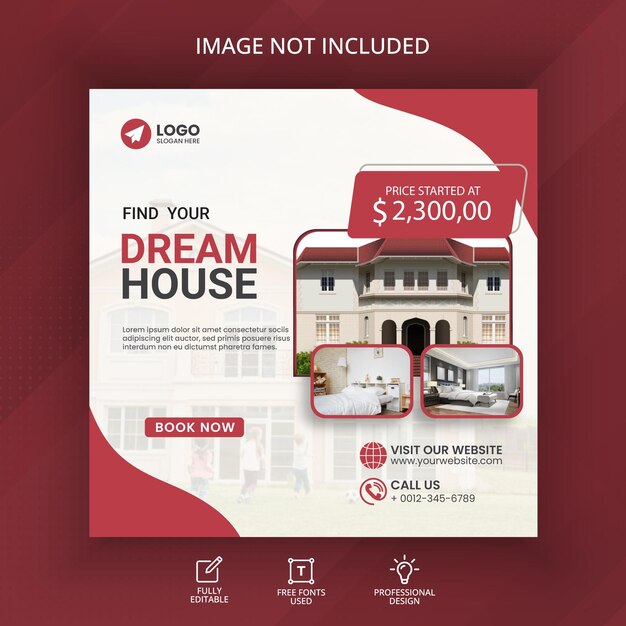 real estate property social media post and banner template