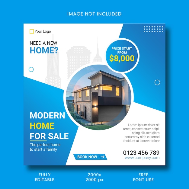 Real estate property social media post or square web banner template