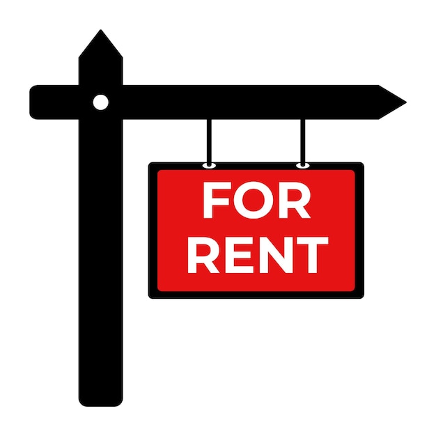 Real estate rent sign Vector red sign for rent