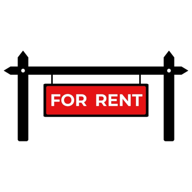 Real estate rent sign Vector red sign for rent