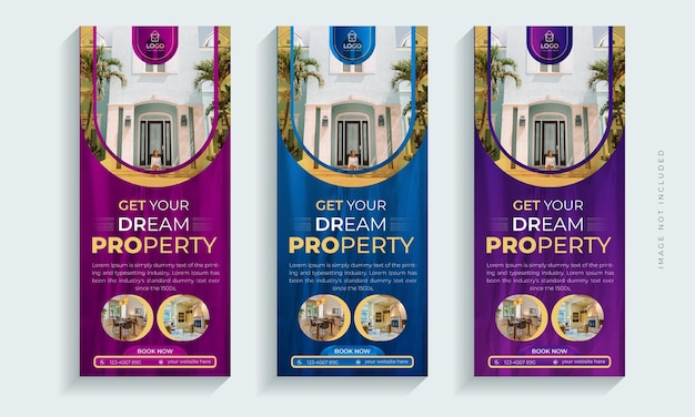 Real Estate roll-up banner or cover design template,
Modern, luxury property, home or house sale