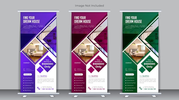 Real Estate Roll Up Banner Design Template Modern And Unique Shape