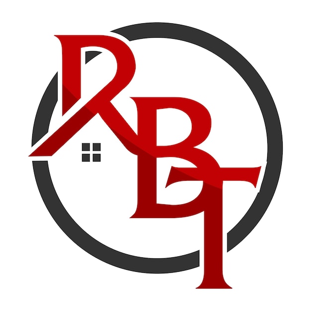 Real estate rooftop home logo letter rbt