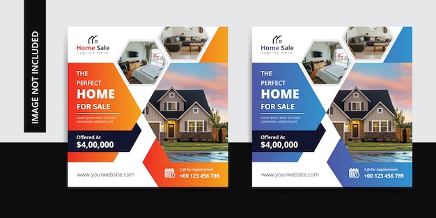 Real estate sale social media banner template