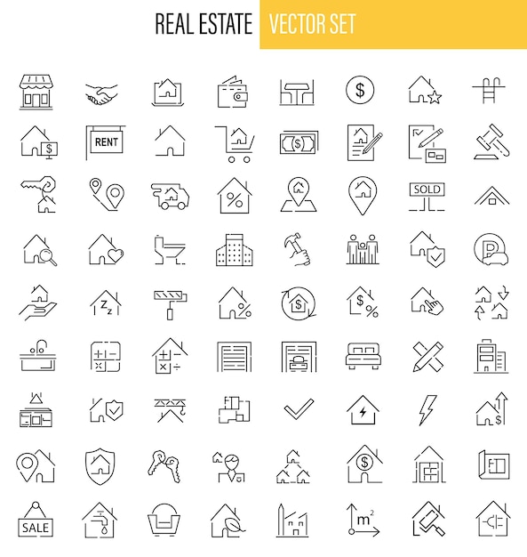 Real estate set icon thin line. Simple vector illustration 78 icon