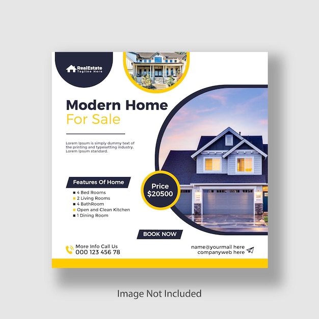 Real Estate Social Media Banner or Instagram Post Design Template Premium Vector