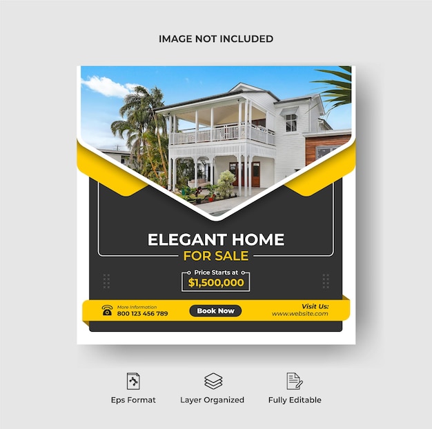 Real estate social media banner or instagram post and square flyer poster template Premium Vector