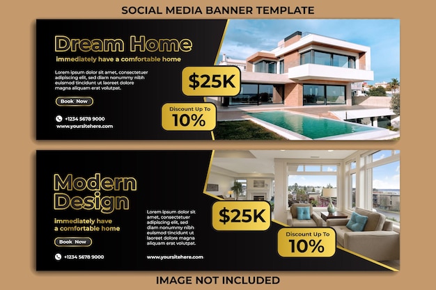 Real estate social media covers design banner ads timeline template