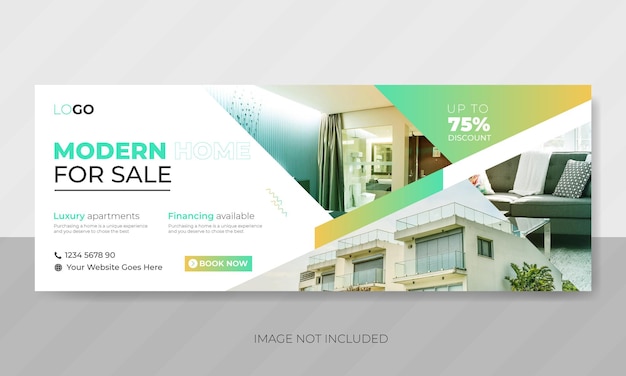 Real estate social media Facebook cover template design home for sale