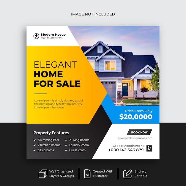 Real estate social media instagram post and banner template