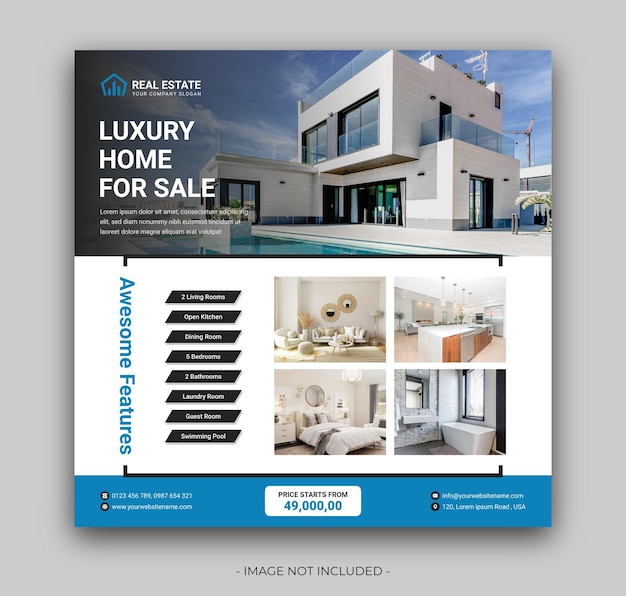 Real estate social media instagram post or square banner template