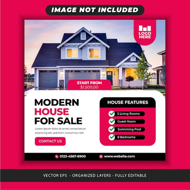 Real estate social media post banner template Premium Vector