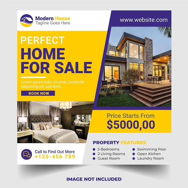 Real Estate Social Media Post Design Template Design Template premium vector