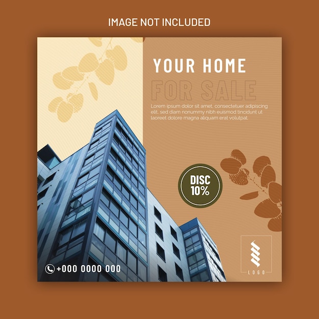 Real estate social media post for digital marketing square size banner template