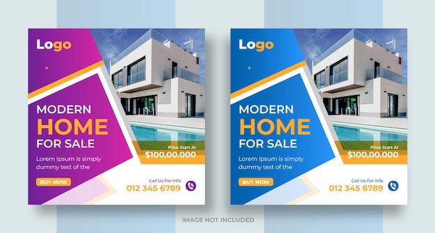 Real estate social media post house property Instagram post or square web banner design