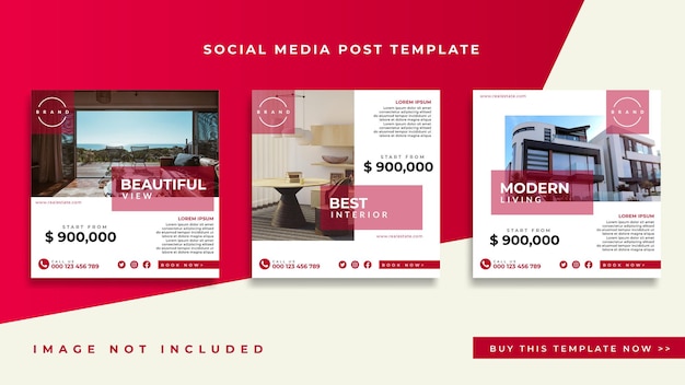 Real estate social media post or square web banner advertising template