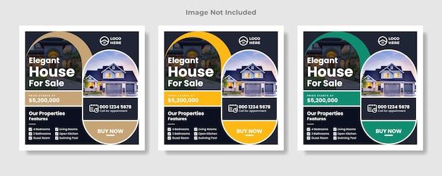 Real estate social media post or square web banner and flyer template