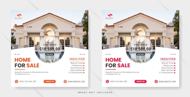 Vector real estate social media post or square web banner and flyer template