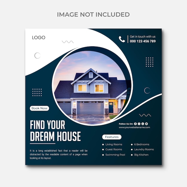 Real estate social media post and web banner design template