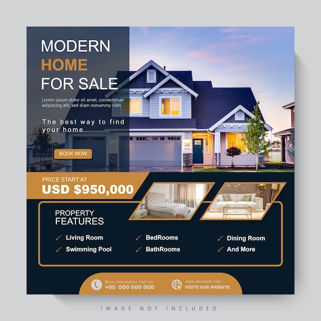 Real estate social media square banner template