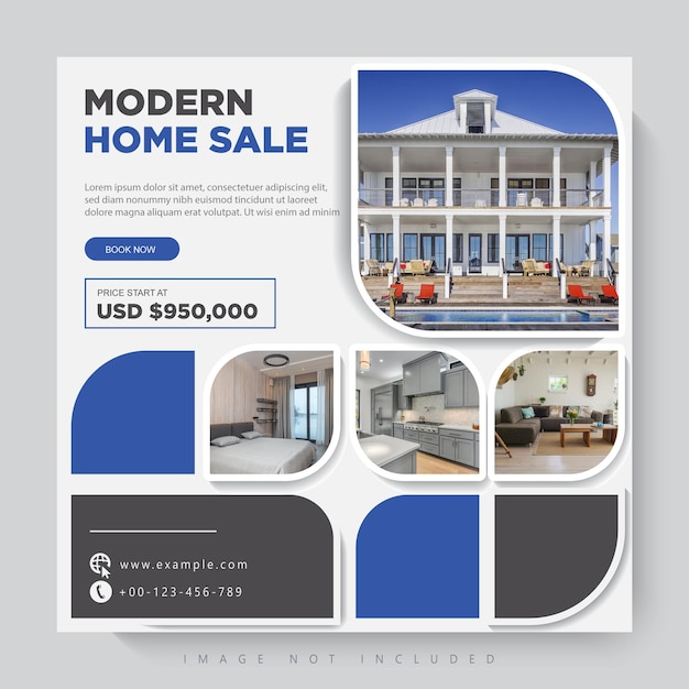 Real estate social media square banner template