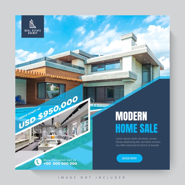 Vector real estate social media square banner template