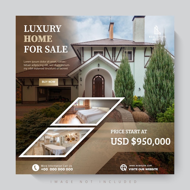 Real estate social media square banner template