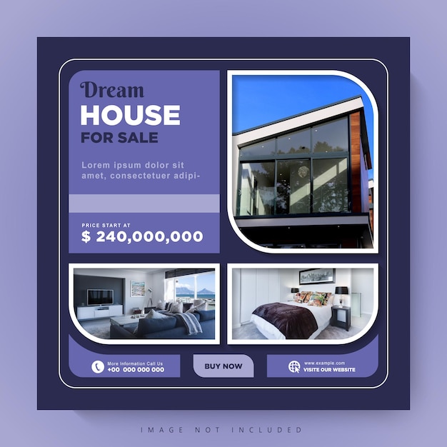 Real estate social media square banner template