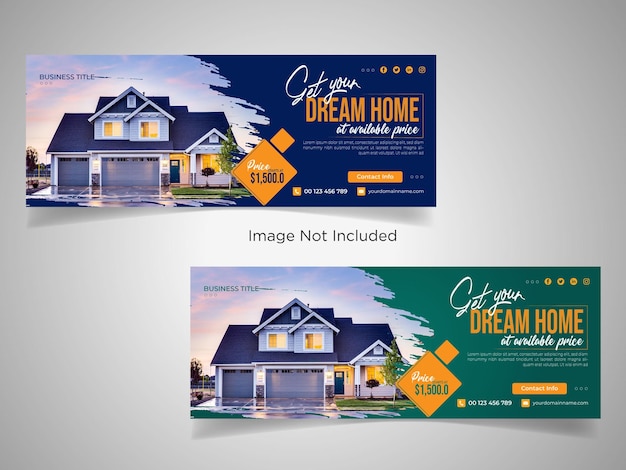 Real estate social media web banner and facebook cover photo design template Premium vector