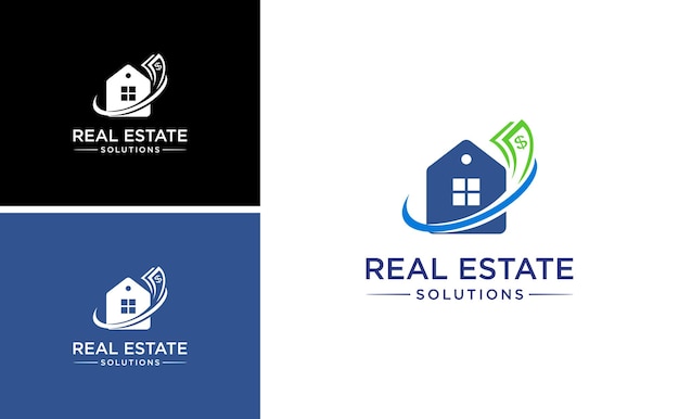 real estate solution logo design home cash payment money design template