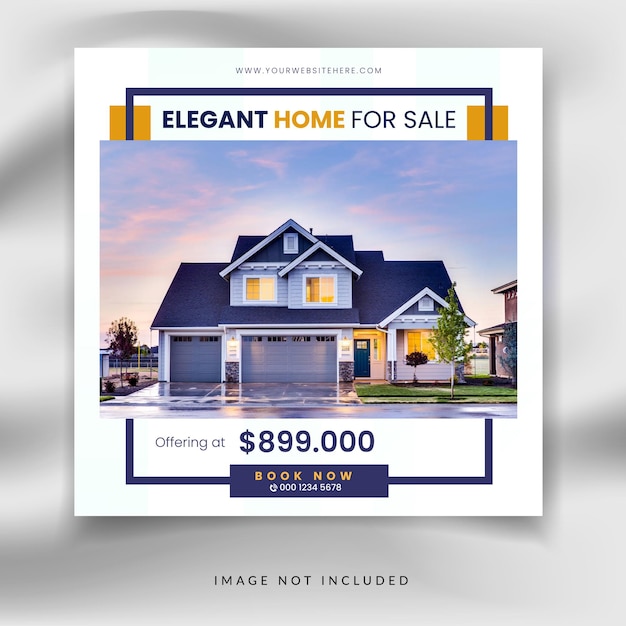 Real estate square social media sale promotion post template