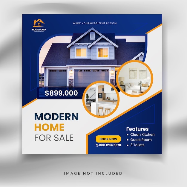 Real estate square social media sale promotion post template