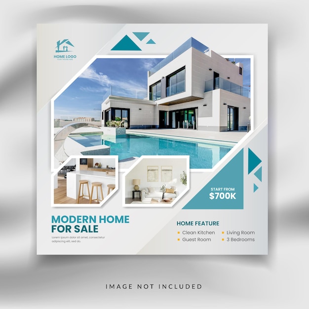 Real estate square social media sale promotion post template