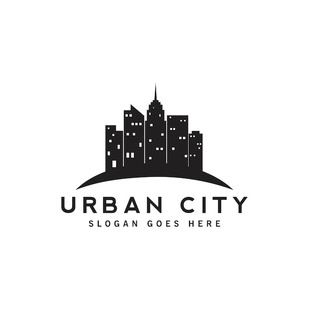 Real estate urban city logo design silhouette city building business real estate investment building