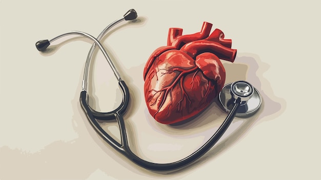 Vector real heart with stethoscope vector illustration