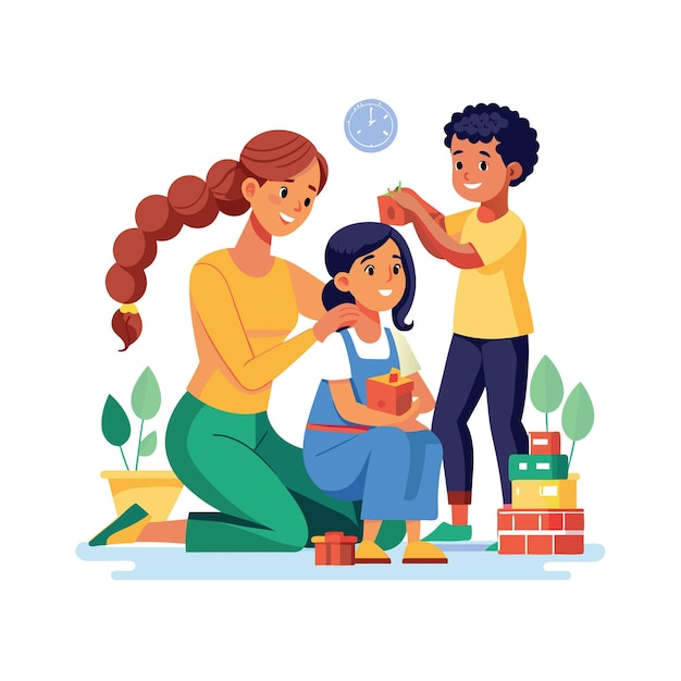 Real Life Family Moments Vector Illustration Concepts